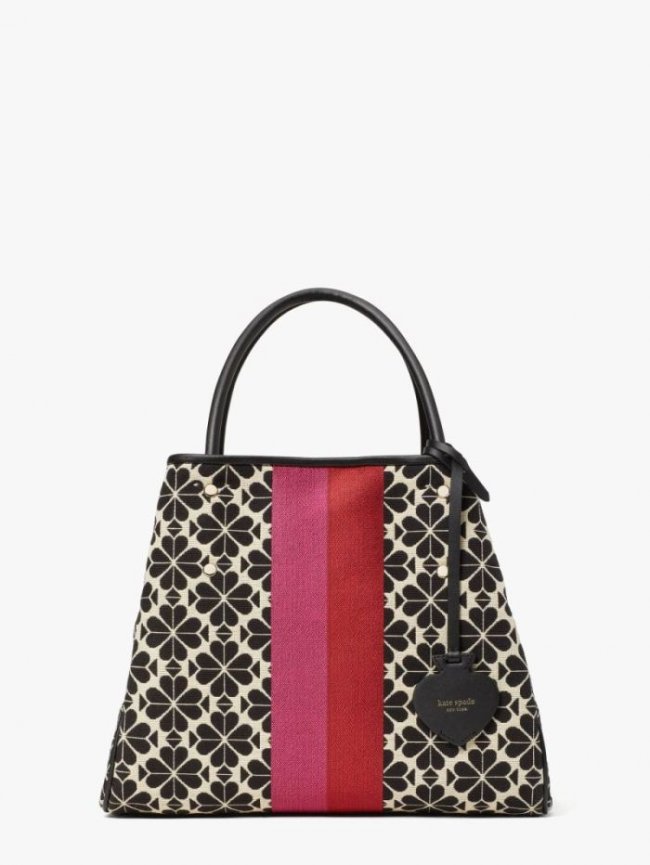 Kate Spade Women's Blue Multi Spade Flower Jacquard Everything Stripe Medium Tote | Canada New Arrivals