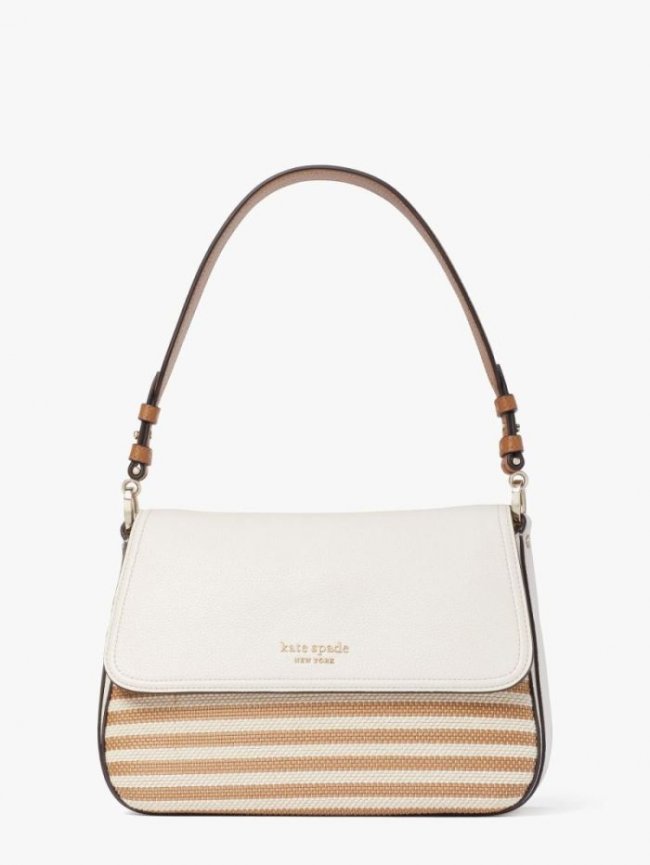 Kate Spade Women's Pink Multi Carlyle Raffia Tweed Medium Shoulder Bag | Canada New Arrivals
