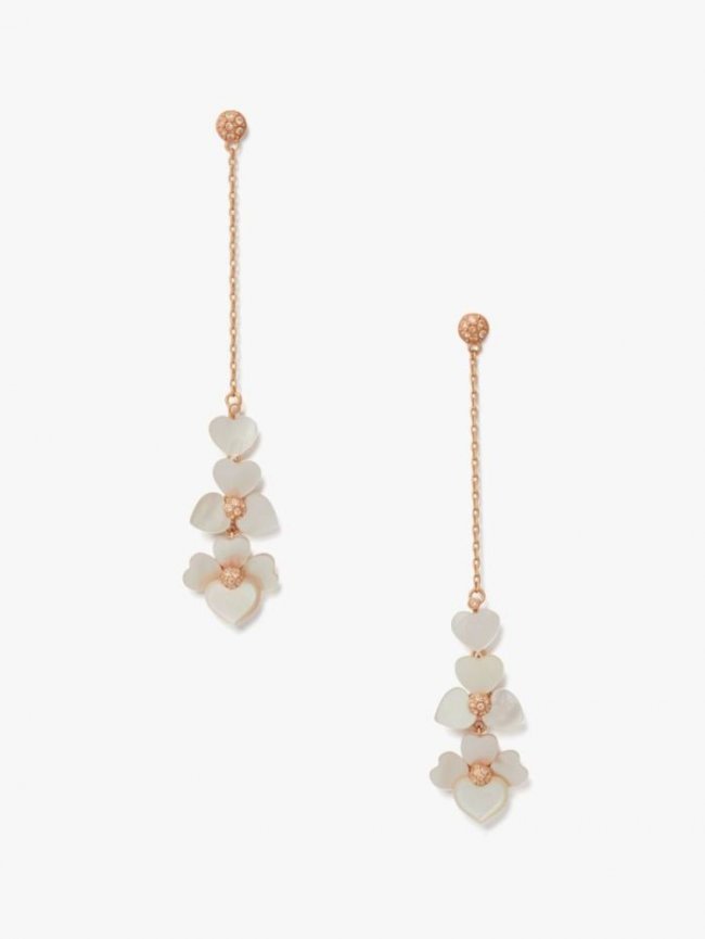 Kate Spade Women's Cream Multi/Rose Gold Precious Pansy Linear Earrings | Canada