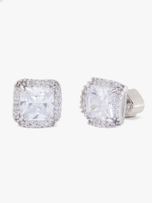 Kate Spade Women's "Clear/Silver" That Sparkle Princess Cut Large Studs | Canada