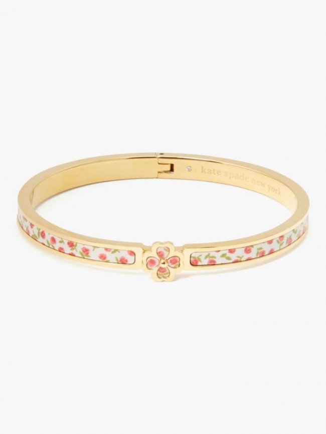 Kate Spade Women's Cream Ditsy Rose Heritage Spade Flower Metal Thin Hinged Bangle | Canada