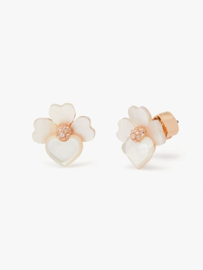 Kate Spade Women's Cream Multi/Rose Gold Precious Pansy Studs | Canada