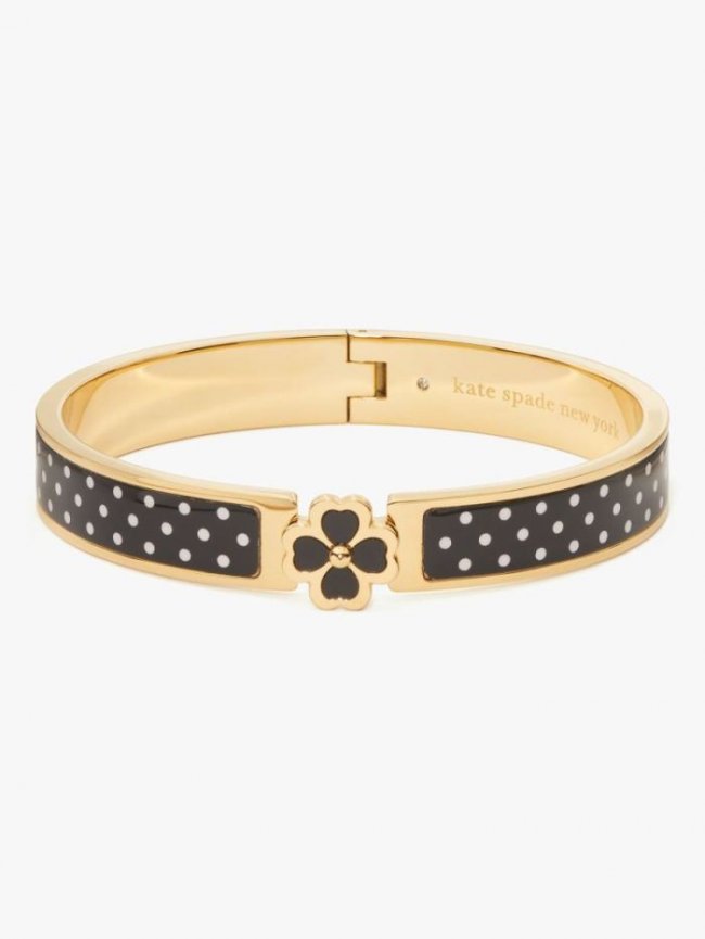 Kate Spade Women's Black/White Heritage Spade Flower Hinged Bangle | Canada
