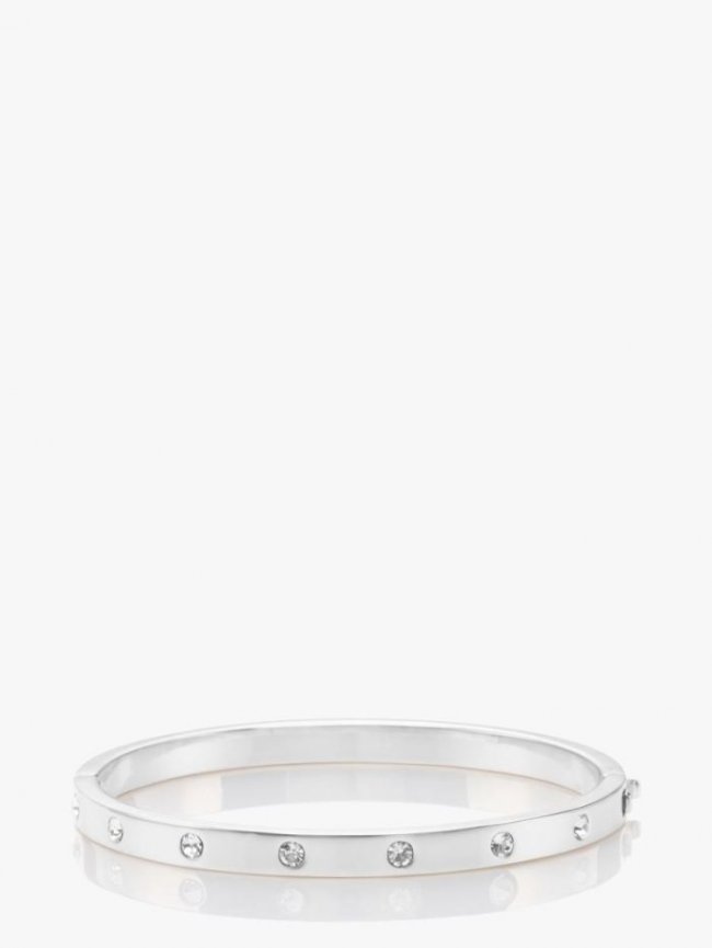 Kate Spade Women's Clear/Silver Set In Stone Stone Hinged Bangle | Canada