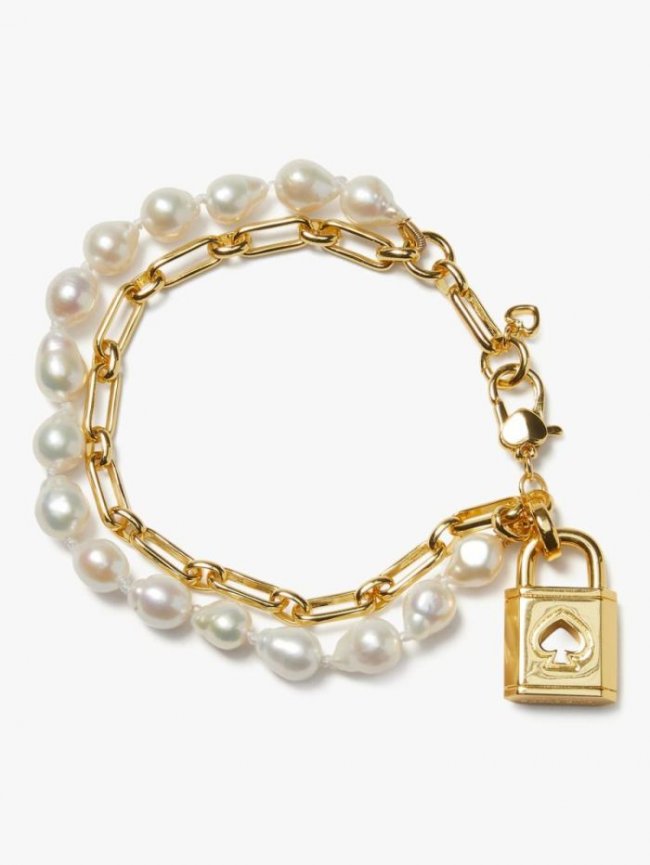 Kate Spade Women's Cream Multi Lock And Spade Pearl Bracelet | Canada