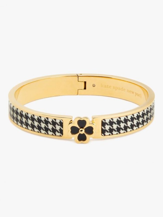 Kate Spade Women's Houndstooth Heritage Spade Flower Hinged Bangle | Canada