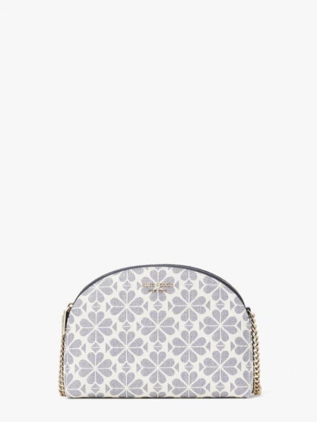 Kate Spade Women's Slate Blue Multi Spade Flower Coated Canvas Double-Zip Dome Crossbody | Canada