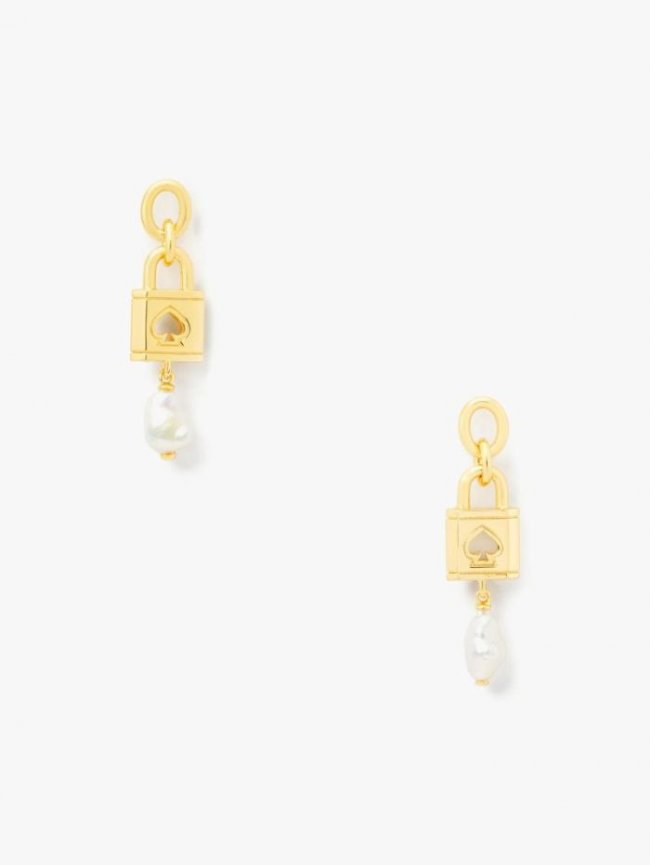 Kate Spade Women's Cream Multi Lock And Spade Pearl Drop Earrings | Canada