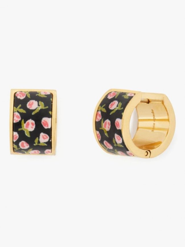 Kate Spade Women's Black Ditsy Rose Heritage Spade Flower Huggies | Canada