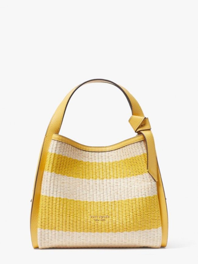 Kate Spade Women's Morning Light Multi Knott Striped Straw Medium Crossbody Tote | Canada