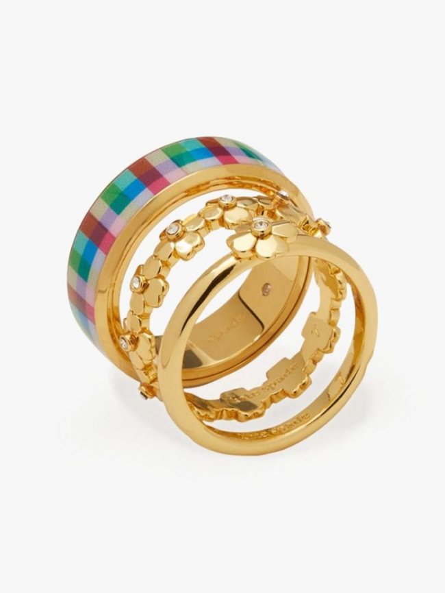 Kate Spade Women's Sun Dot Heritage Spade Flower Stacked Ring Set | Canada