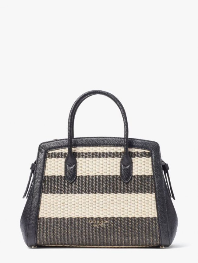 Kate Spade Women's Warm Stone Multi Avenue Awning Stripe Medium Satchel | Canada New Arrivals