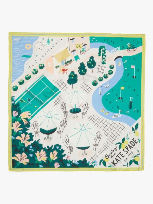 Kate Spade Women's 992 Multi (April) Country Club Silk Square Scarf | Canada