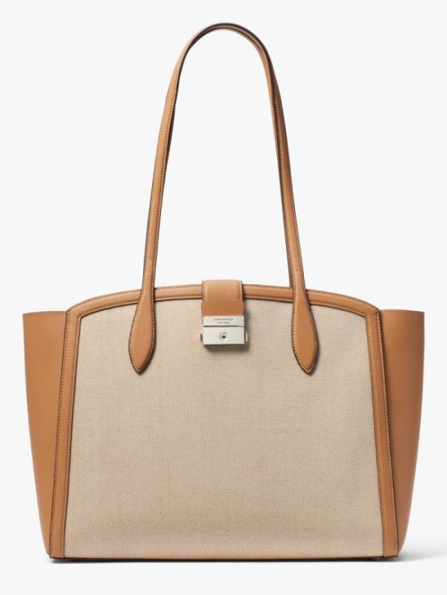 Kate Spade Women's Blue Multi Spade Flower Jacquard Stripe Market Medium Tote | Canada New Arrivals