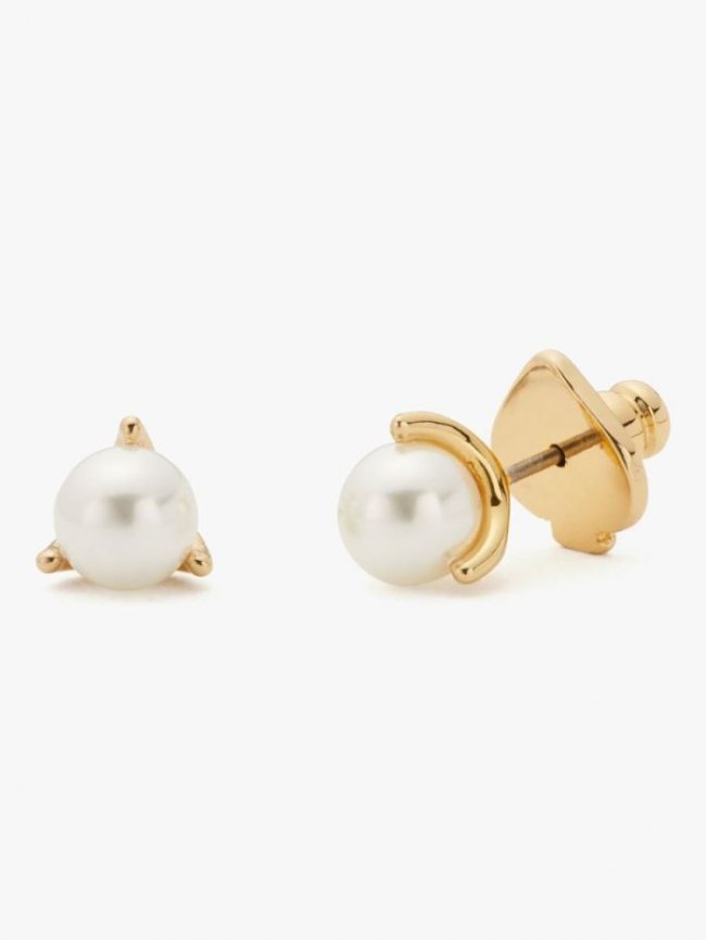 Kate Spade Women's Cream/Gold Mini Trio Prong Studs | Canada