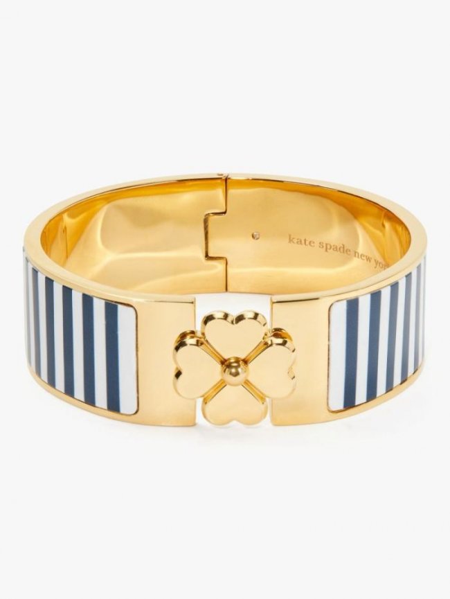 Kate Spade Women's Squid Ink Heritage Spade Flower Wide Hinged Bangle | Canada