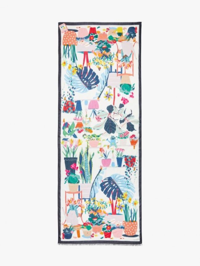 Kate Spade Women's 151 French Cream (February) Flower Pot Jungle Oblong Scarf | Canada