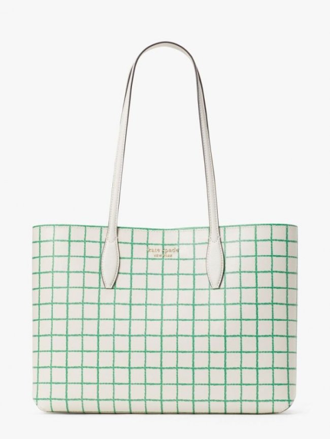 Kate Spade Women's Parchment Multi All Day Tennis Check Large Tote | Canada