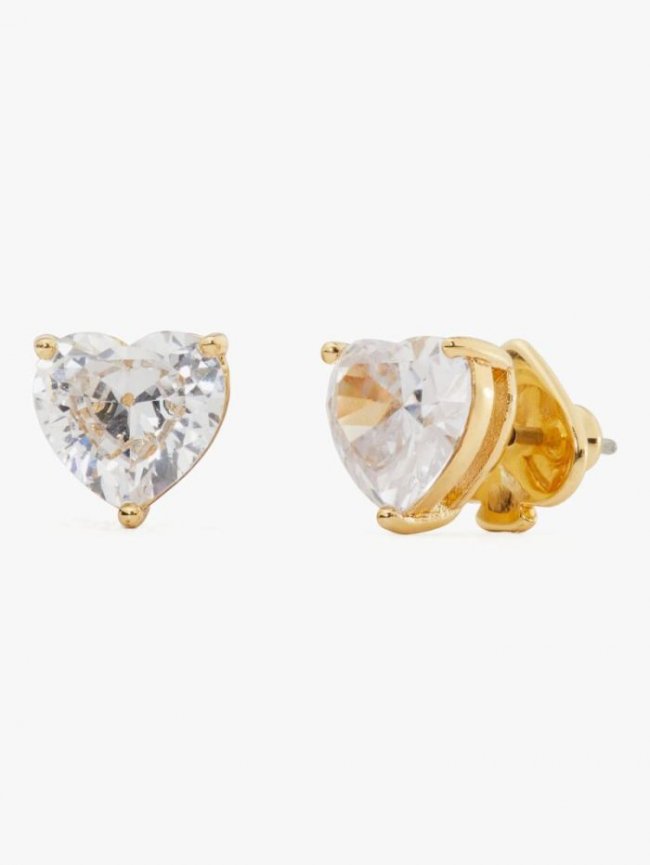 Kate Spade Women's Clear/Gold My Love Heart Studs | Canada