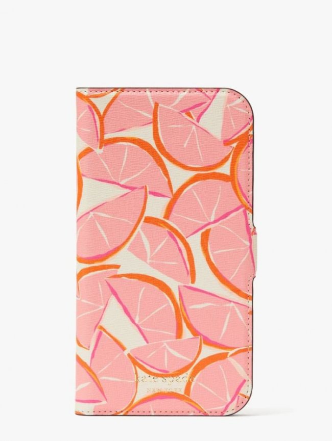 Kate Spade Women's Pink Multi. Spencer Grapefruit Iphone 13 Pro Max Magnetic Wrap Folio Case | Canada