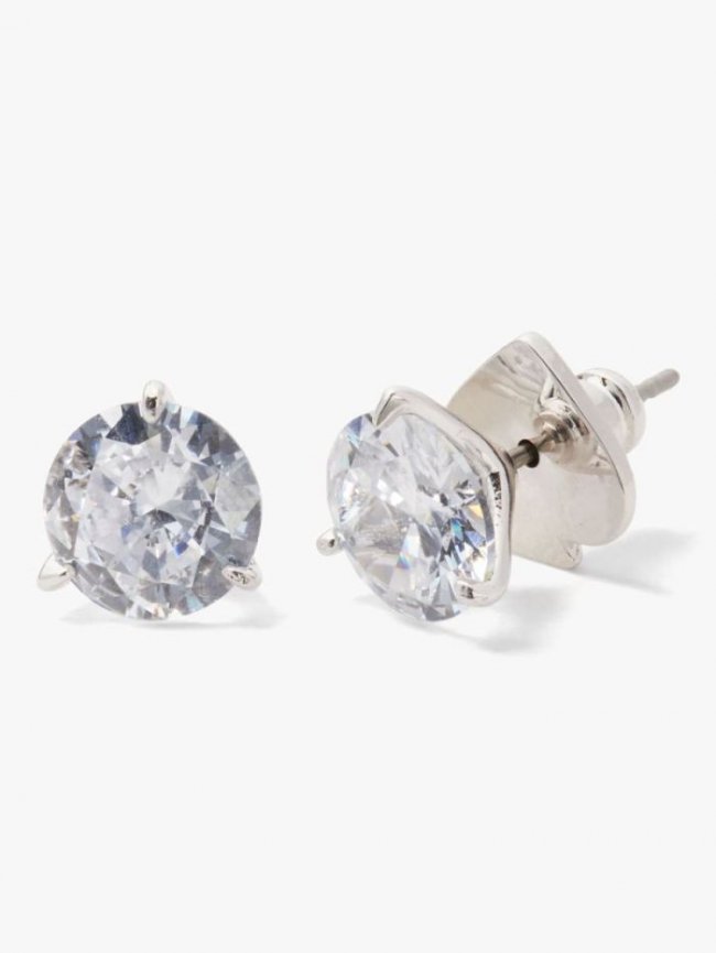 Kate Spade Women's Clear/Silver Brilliant Statements Tri-Prong Studs | Canada