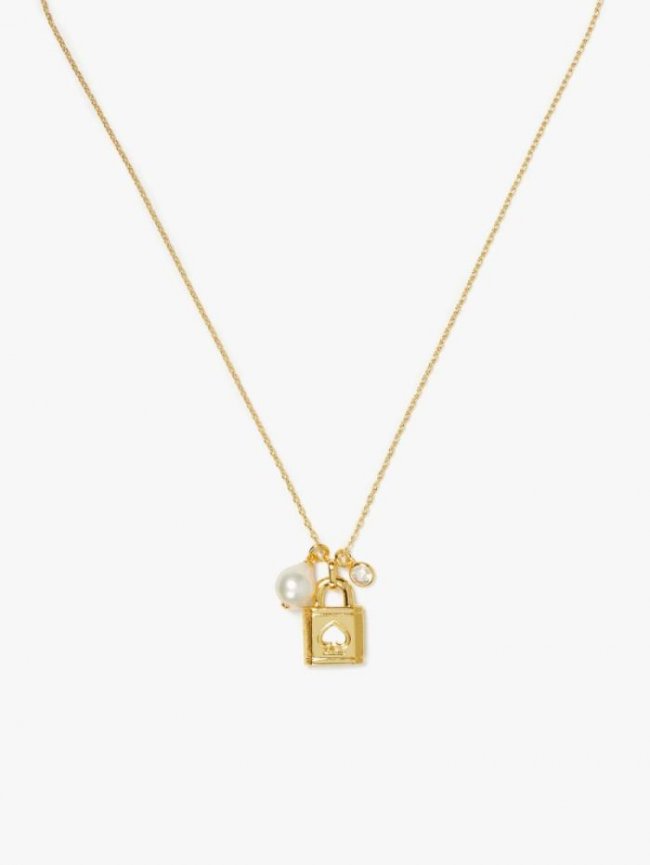 Kate Spade Women's Cream Multi Lock And Spade Charm Mini Pendant | Canada