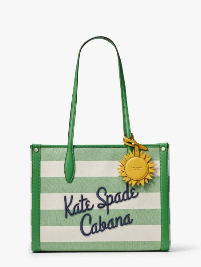 Kate Spade Women's Green Multi. Market Cabana Canvas Medium Tote | Canada