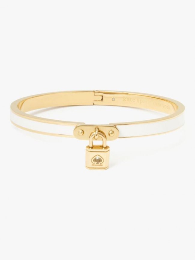 Kate Spade Women's White. Lock And Spade Charm Bangle | Canada