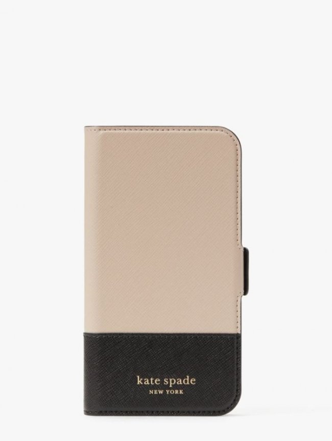 Kate Spade Women's Warm Beige/Black Spencer Iphone 13 Magnetic Wrap Folio Case | Canada