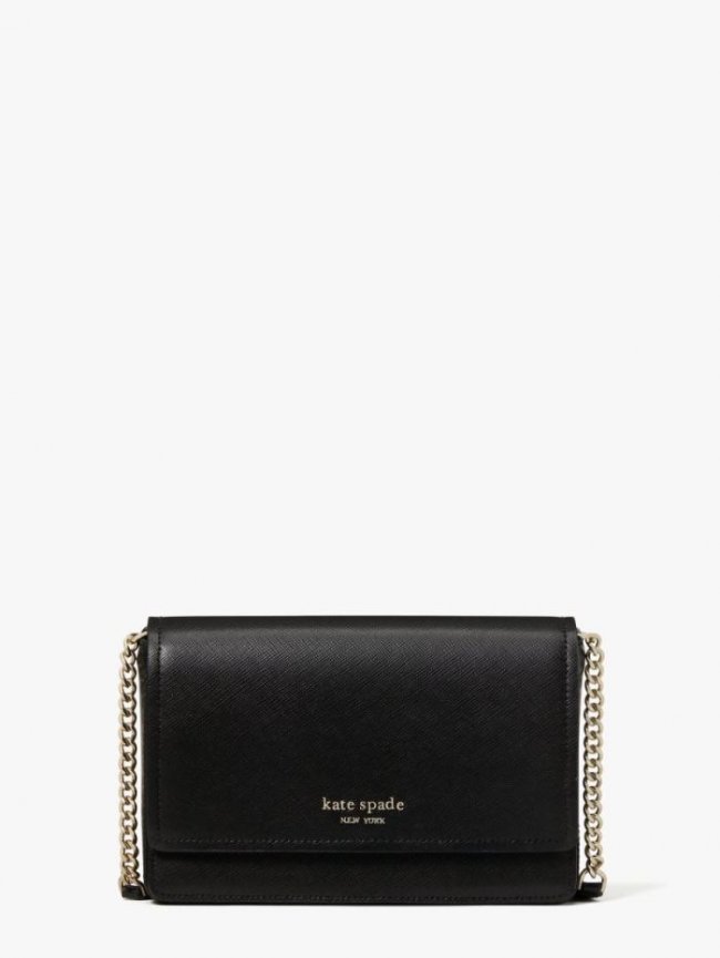 Kate Spade Women's Black Spencer Flap Chain Wallet | Canada