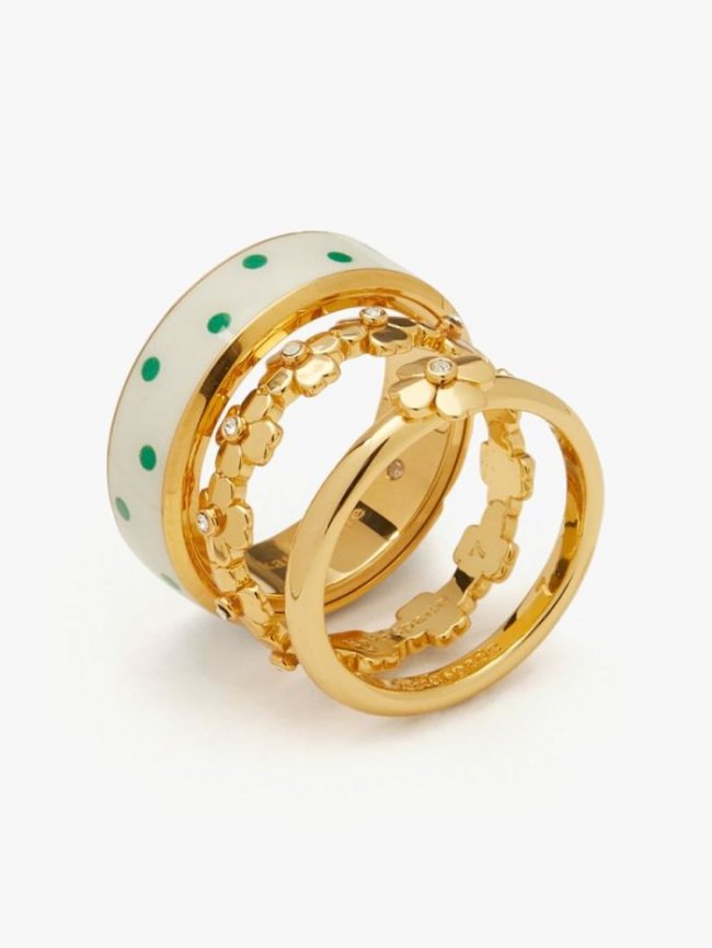 Kate Spade Women's Sun Dot Heritage Spade Flower Stacked Ring Set | Canada