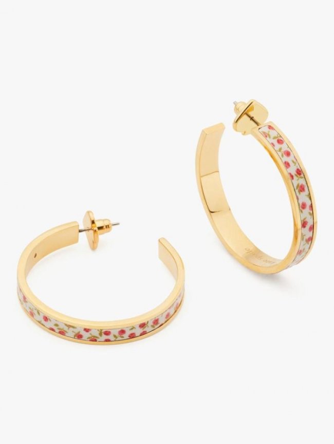 Kate Spade Women's Cream Ditsy Rose Heritage Spade Flower Hoops | Canada