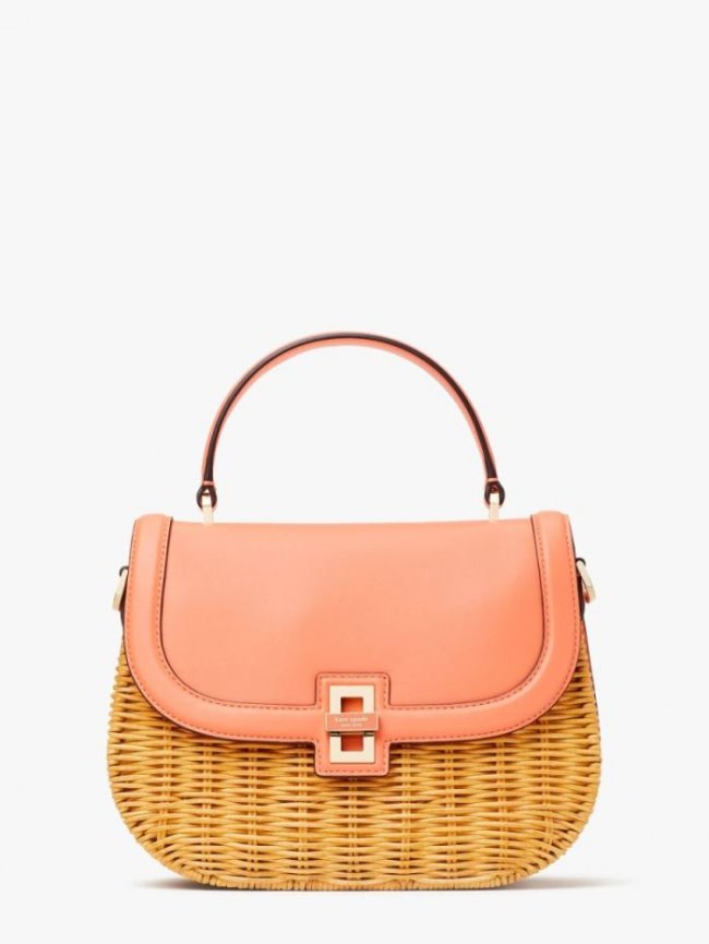 Kate Spade Women's Pink Moon Multi Gracie Wicker Medium Top-Handle Bag | Canada