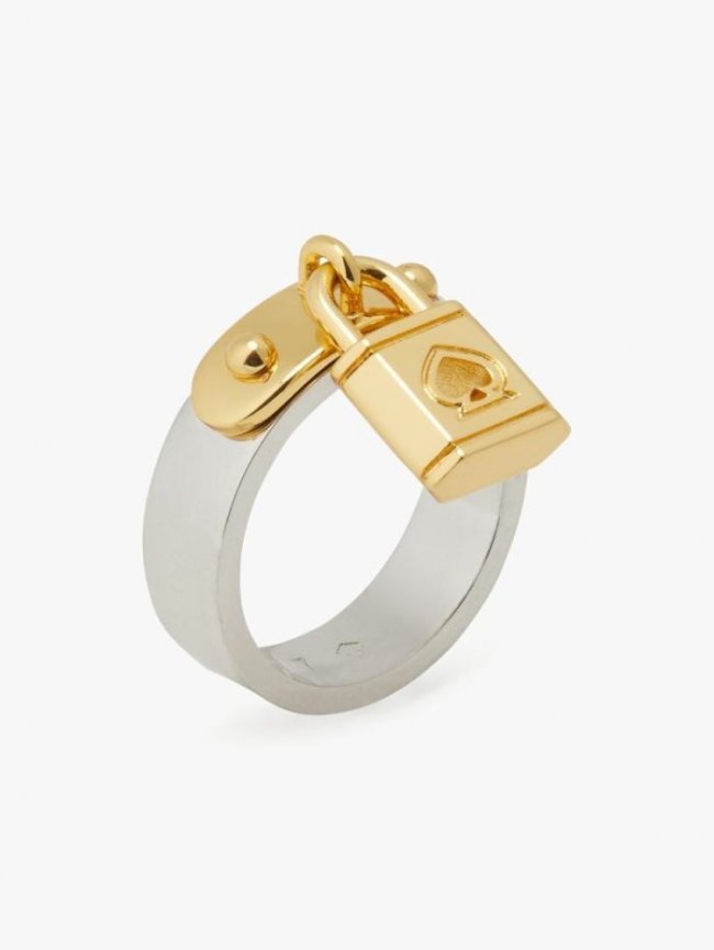 Kate Spade Women's Silver Gold Lock And Spade Ring | Canada