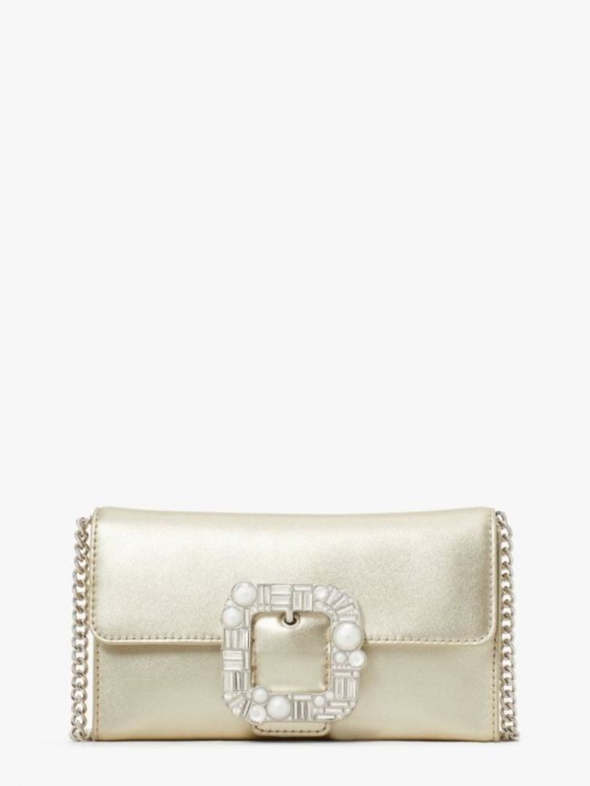 Kate Spade Women's Pale Gold Bridal Buckle Metallic Crossbody | Canada