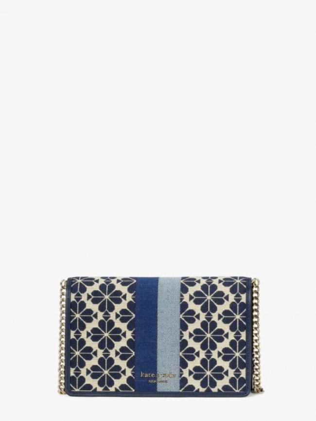 Kate Spade Women's Blue Multi Spade Flower Jacquard Stripe Chain Wallet | Canada
