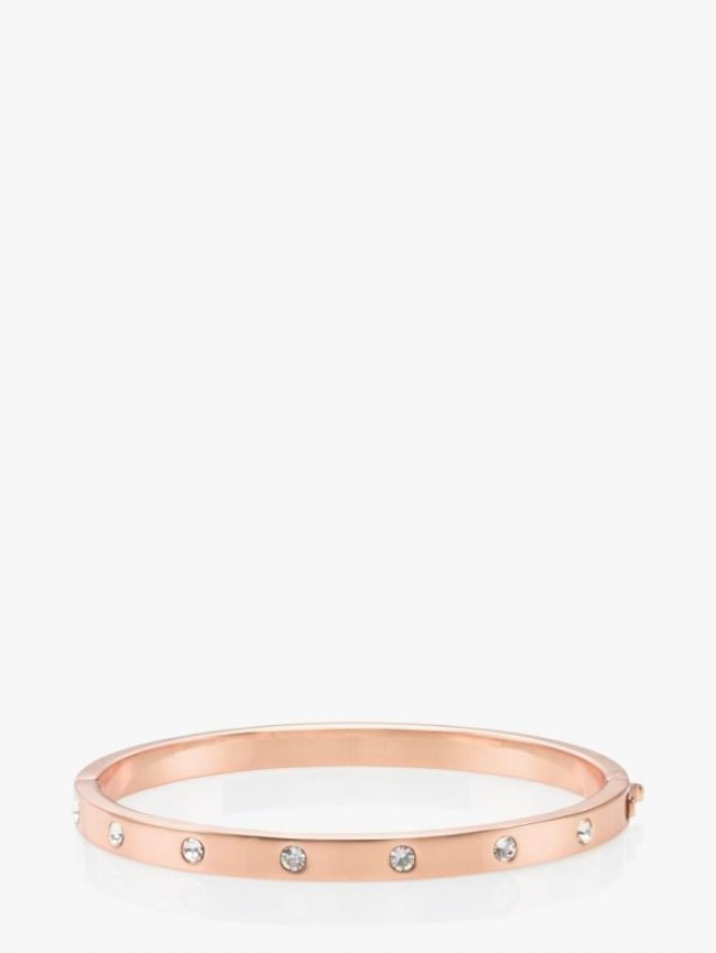 Kate Spade Women's Clear/Rose Gold Set In Stone Enamel Stone Hinged Bangle | Canada