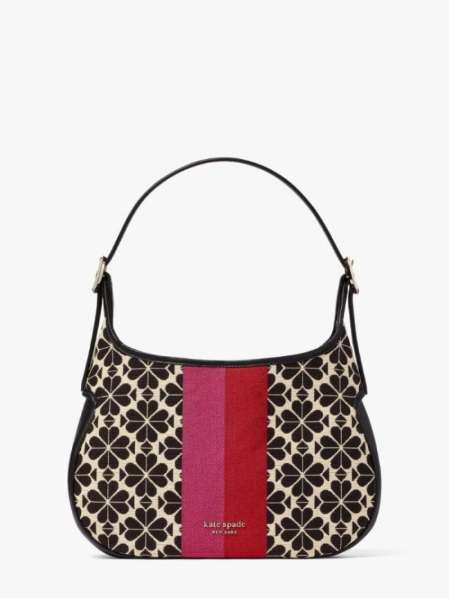 Kate Spade Women's Blue Multicolor Spade Flower Jacquard Stripe Penny Small Hobo Bag | Canada New Arrivals