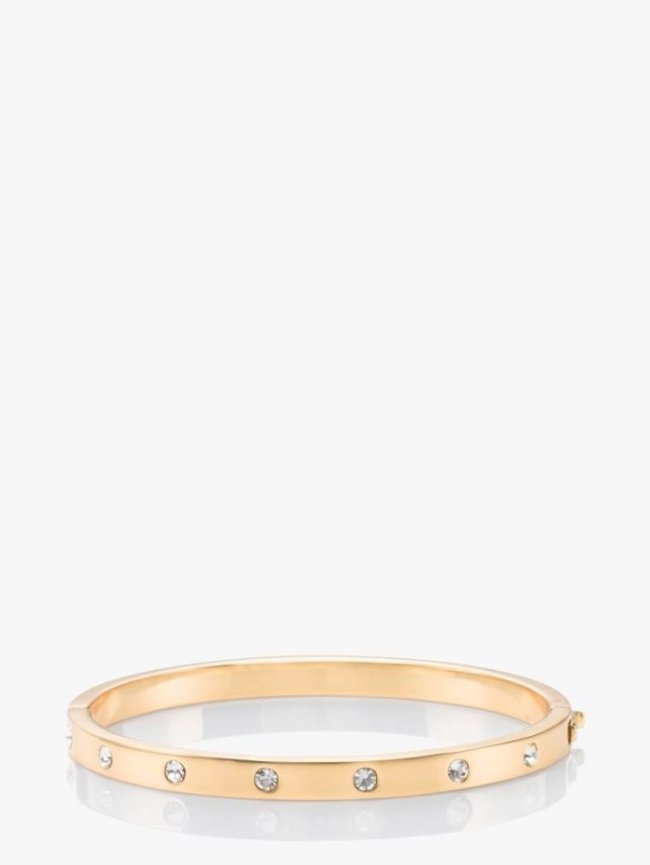Kate Spade Women's Clear/Gold Set In Stone Enamel Stone Hinged Bangle | Canada