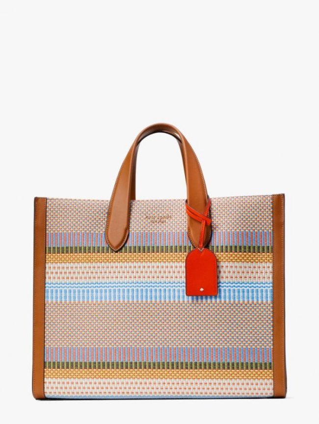 Kate Spade Women's Yellow Multi Manhattan Striped Large Tote | Canada