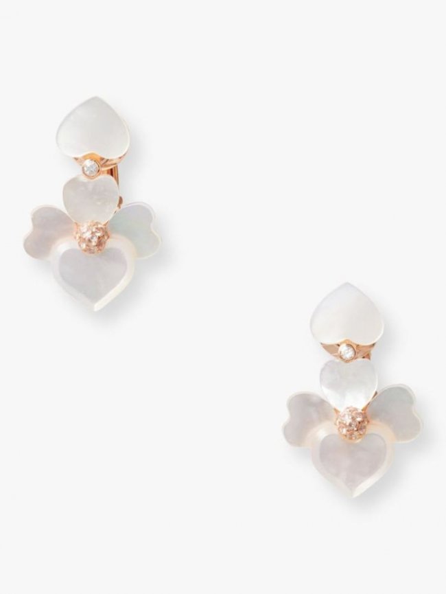 Kate Spade Women's Cream Multi/Rose Gold Precious Pansy Clip-On Drop Earrings | Canada