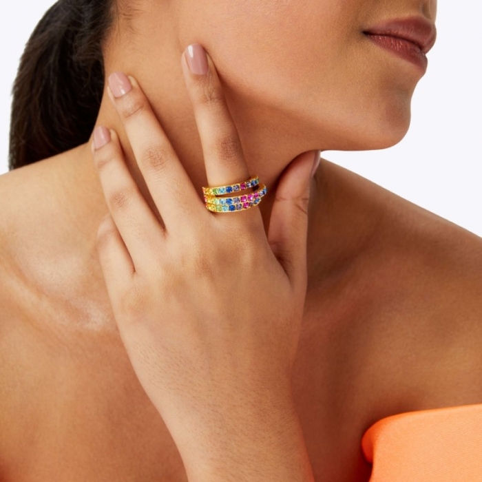 Kurt Geiger Rainbow Triple Ring - Multi / Other | Canada Outlet