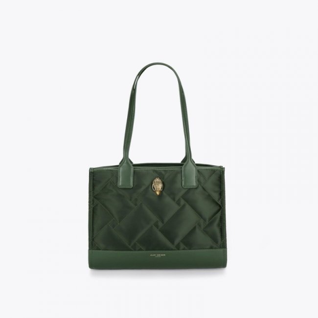 Kurt Geiger Small Recycled Square Shopper - Dark Green | Canada Outlet