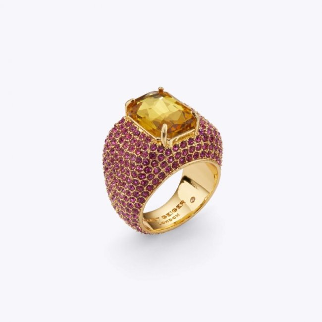 Kurt Geiger Xl Crystal Pave Ring - Fushia | Canada Outlet