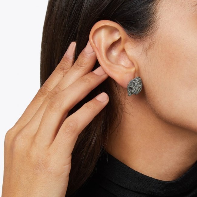 Kurt Geiger Eagle Stud Earrings - Gunmetal | Canada Outlet