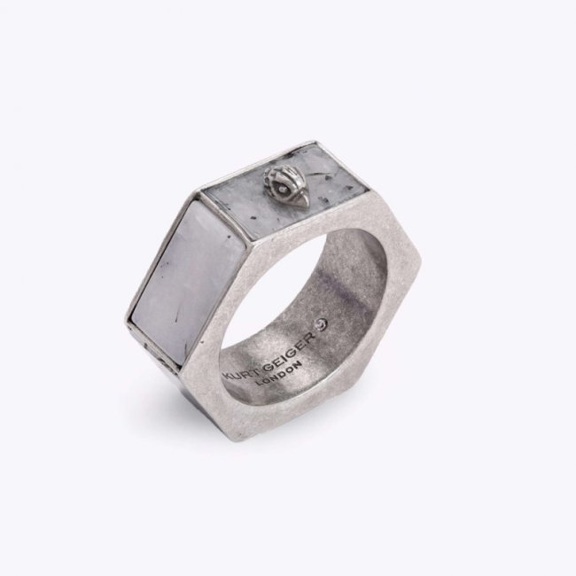 Kurt Geiger Hexagon Ring - Gunmetal | Canada Outlet