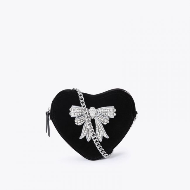 Kurt Geiger Kensington Heart Bow - Black White | Canada Outlet