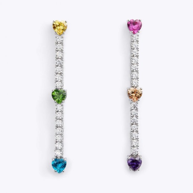 Kurt Geiger Heart Linear Earrings - Silver Combination | Canada Outlet