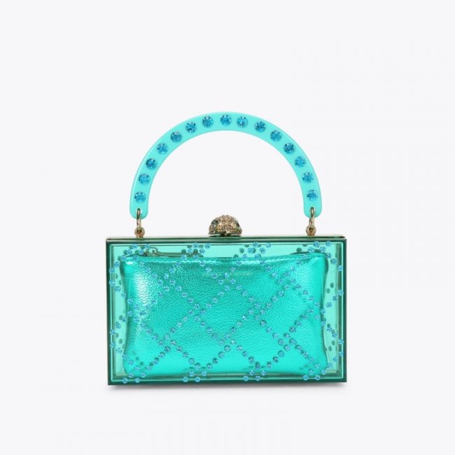 Kurt Geiger Quilted Box Clutch - Green | Canada Outlet