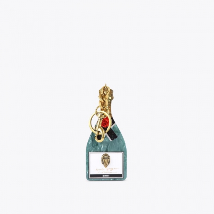 Kurt Geiger Champagne Bottle Keyring - Dark Green | Canada Outlet
